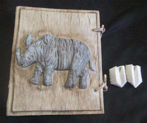 Handmade Rhino Photo Album from Tree Bark & Handmade Paper