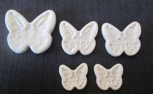The Velvet Attic - Hand Made Glazed Ceramic - Set of 5 White Butterflies