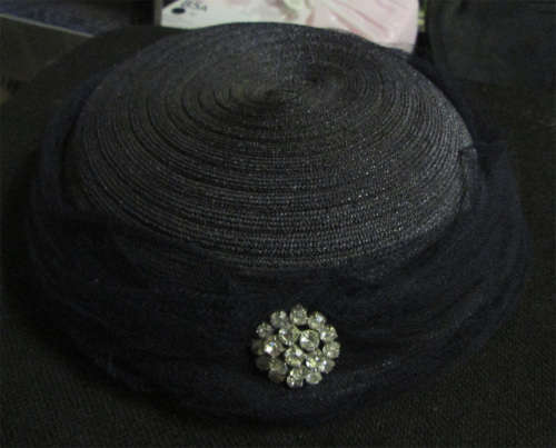 Gallia Peter Milano Black Vintage Lady's Hat with Netting & Diamante Detail