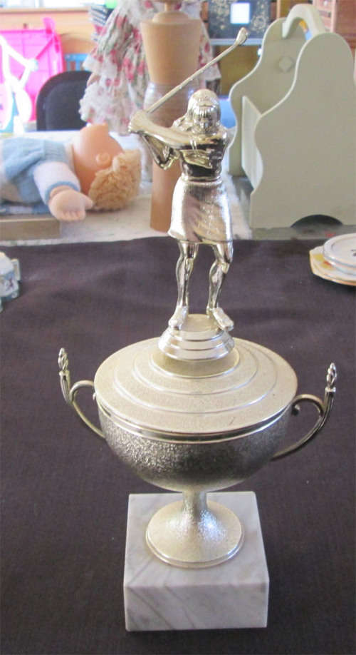 Lady Golfer Trophy on Marble Base