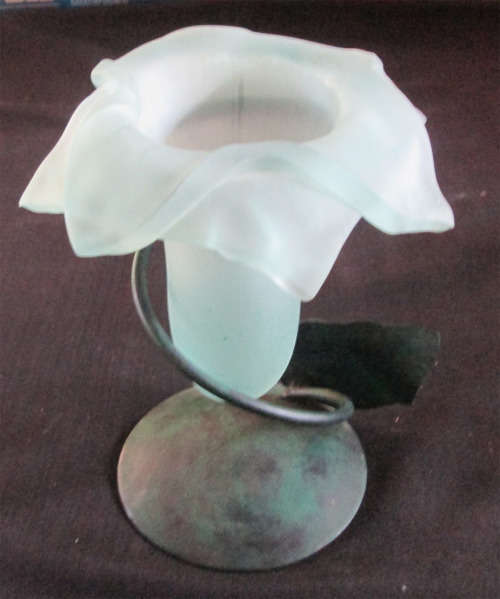 Glass Flower Vase in Metal Stand