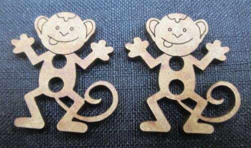 The Velvet Attic - Wood blank laser cutout  - Buttons - Monkeys (2 of)