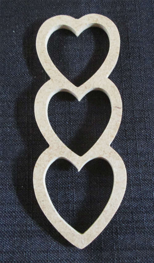 The Velvet Attic - Wood blank cutout  - Frame 3 Hearts - Large