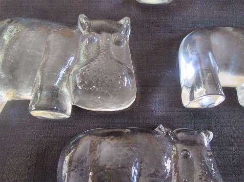 Family of 4 Glass Hippos