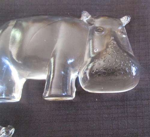 Family of 4 Glass Hippos