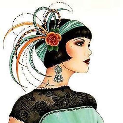 The Velvet Attic - Handmade Mosaic Tile - 4.7cm x 4.7cm - Art Deco Lady