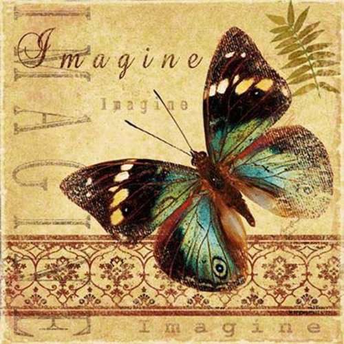 The Velvet Attic - Handmade Mosaic Tile - 4.7cm x 4.7cm - Butterfly