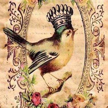 The Velvet Attic - Handmade Mosaic Tile - 4.7cm x 4.7cm - Crown Bird