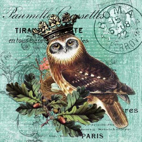 The Velvet Attic - Handmade Mosaic Tile - 4.7cm x 4.7cm - Royal Owl