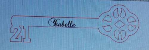 The Velvet Attic - Wood blank laser cutout  - 21st Key (Large) Engraved "Ysabelle"