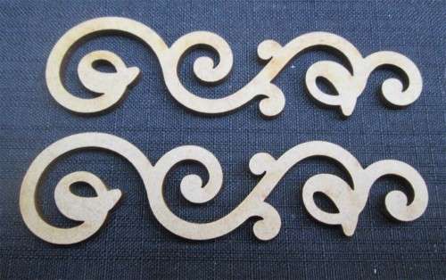 The Velvet Attic - Wood blank laser cutout  - Twirls A (2 Of)