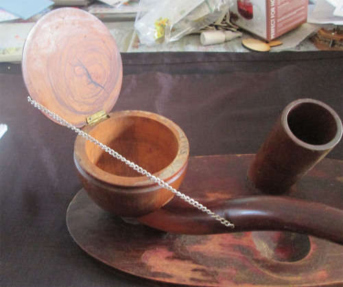 Handmade Wooden Pipe / Tobacco Set made in Las Palmas 23rd July, 1951