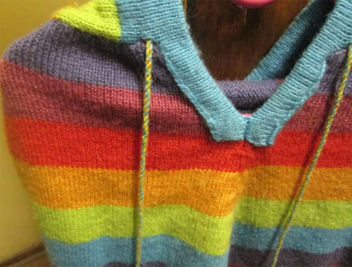 Imported Andes Gifts (Bolivia) - Rainbow Knitted Hooded Poncho  (+-4 Years)
