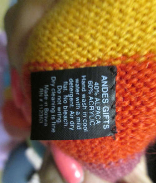 Imported Andes Gifts (Bolivia) - Rainbow Knitted Hooded Poncho  (+-4 Years)