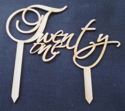 The Velvet Attic - Wood blank laser cutout  - Cake Topper - Twenty One