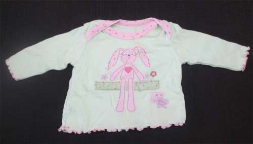 Wooliesbabes - Mint Green Long Sleeved Top with Bunny - 1-3 months