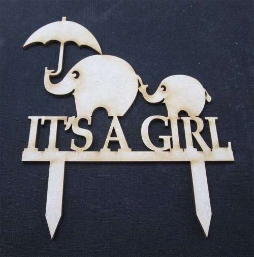 The Velvet Attic - Wood blank laser cutout  - Cake Topper - It's a Girl