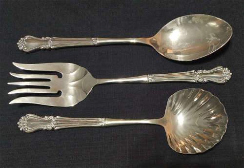 3 Piece Set of Silver Plated Vintage Seafood Servers