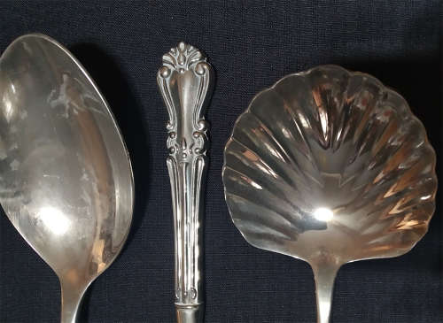 3 Piece Set of Silver Plated Vintage Seafood Servers