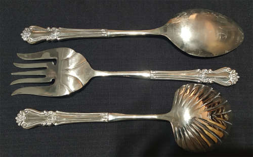 3 Piece Set of Silver Plated Vintage Seafood Servers