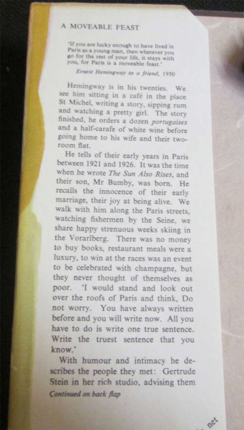 A Moveable Feast by Ernest Hemingway 1964 1st Edition