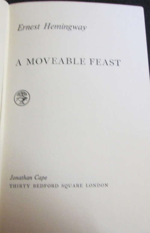 A Moveable Feast by Ernest Hemingway 1964 1st Edition
