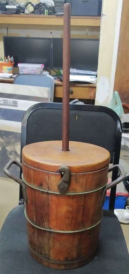 Old Handmade Wooden Butter Churn with Plunger Churner