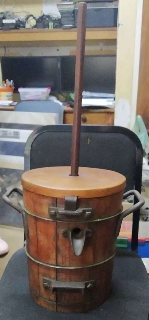 Old Handmade Wooden Butter Churn with Plunger Churner
