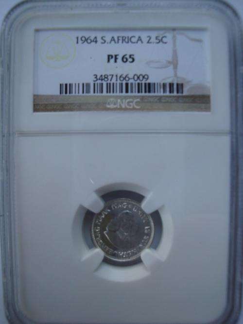 1964 South African 2.5 cent. Graded PF 65!!!!!