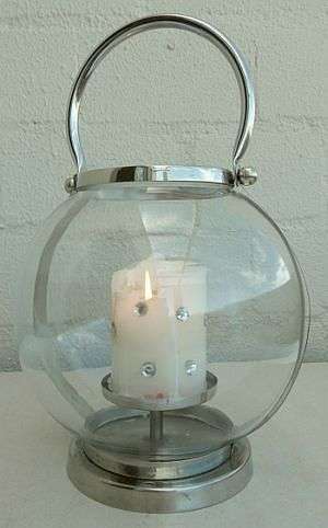 LARGE GLASS/STEEL STORM LANTERN