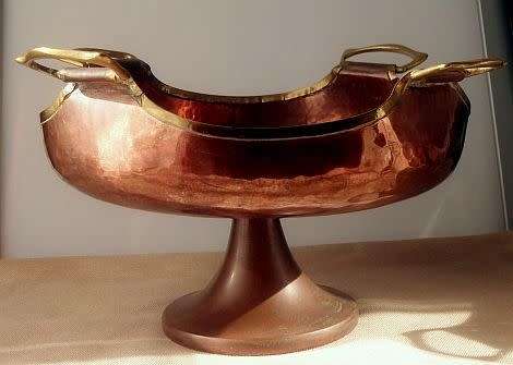 RARE ART NOUVEAU/ART DECO COPPER AND BRASS PEDESTAL BOWL BRITISH MAKE