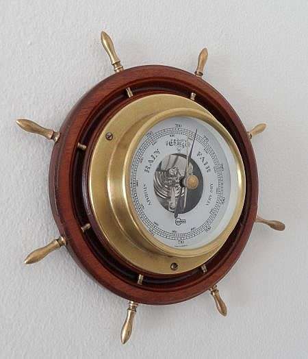 BARIGO ANEROID SHIPS WHEEL BAROMETER WORKING CA 1950/60's MADE IN GERMANY