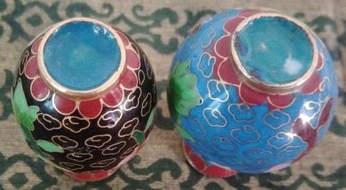 Set of 2 Miniature Cloisonne Vases