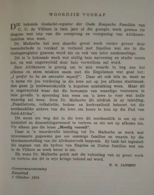 Malherbe, Driehonderd Jaar Nasiebou: Stamouers van die Afrikanervolk