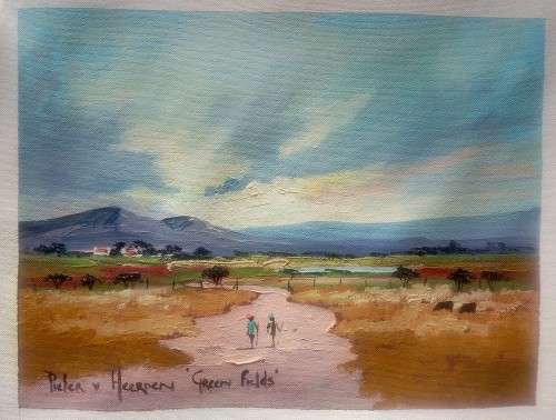 Pieter van Heerden, "Green Fields" (oil on canvas)