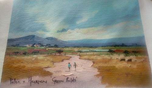 Pieter van Heerden, "Green Fields" (oil on canvas)