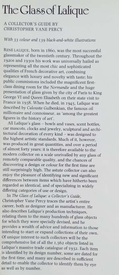 Christopher Vane Percy, The Glass of Lalique: A Collectors Guide