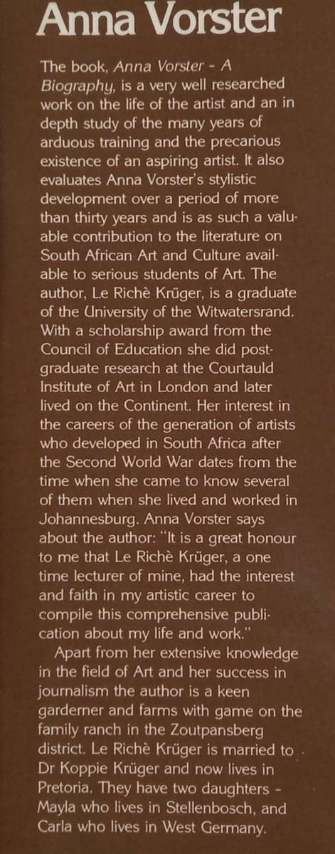 Le Riche Kruger, Anna Vorster: A Biography !!!SIGNED BY ARTIST!!!