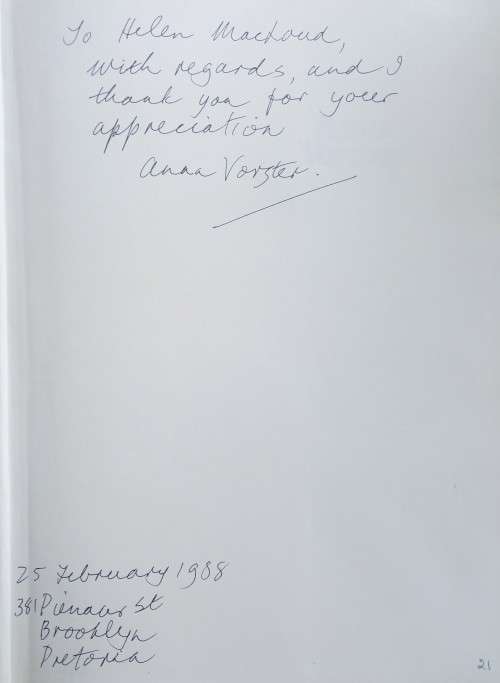 Le Riche Kruger, Anna Vorster: A Biography !!!SIGNED BY ARTIST!!!