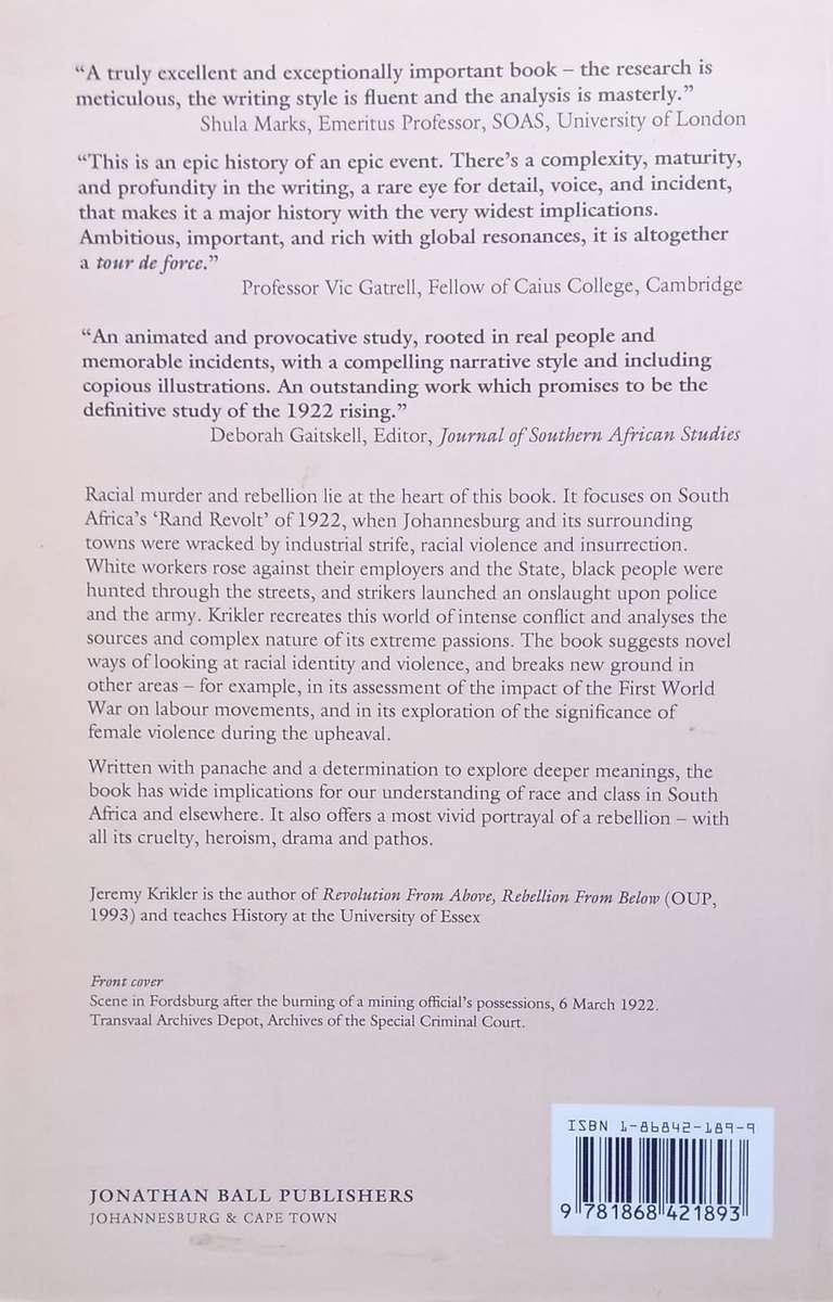 Rand Revolt : the 1922 insurrection and racial killing in South Africa