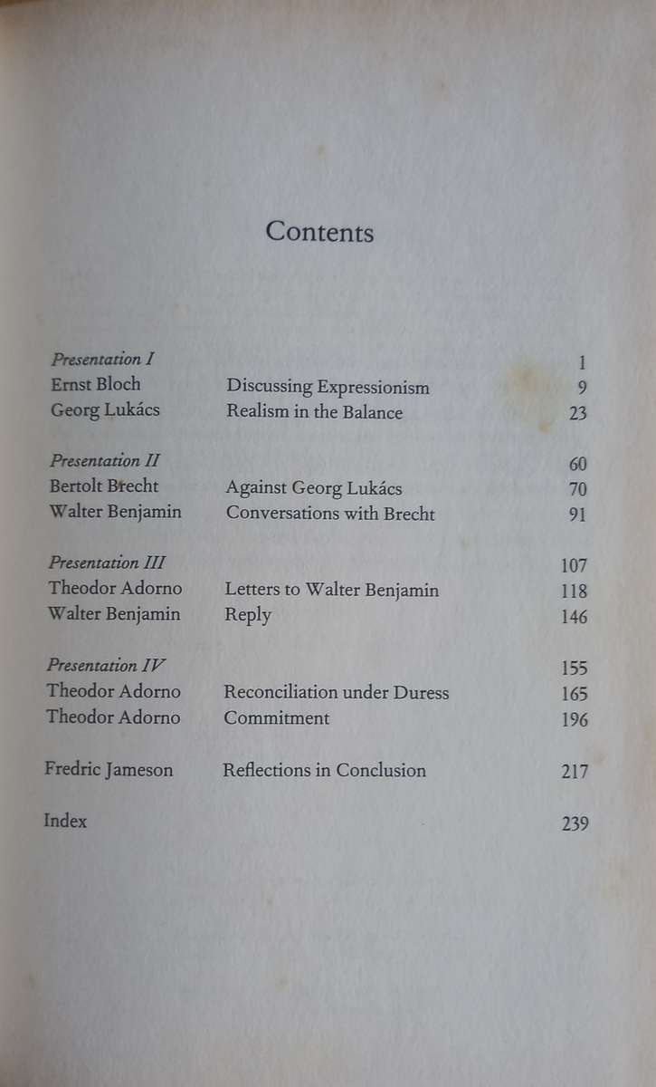 Adorno, Benjamin, Bloch, Brecht & Lukacs, Aesthetics and Politics