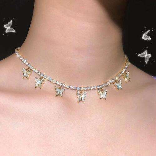 Butterfly Charm Tennis Necklace