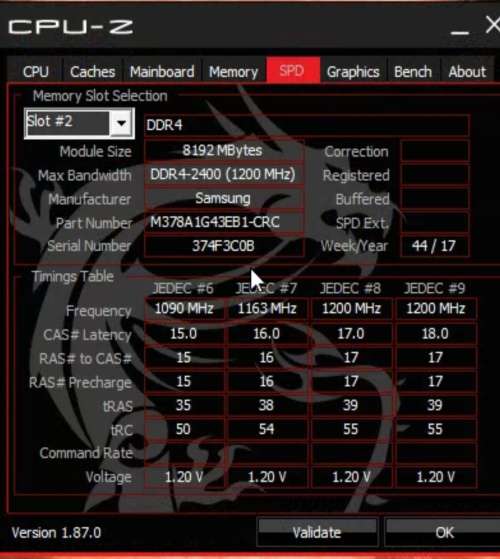 16GB SAMSUNG DDR4 2400MHZ E-DIE