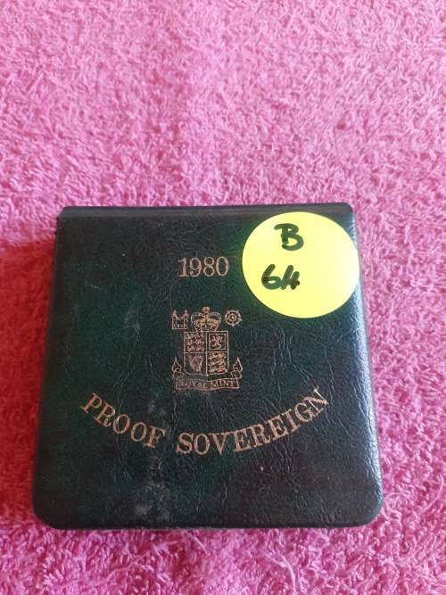 Green Plastic Coin Holder Box. Proof Sovereign 1980