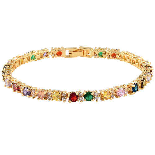 Round Cut 18K Multi-Color Tennis Fashion Bracelet
