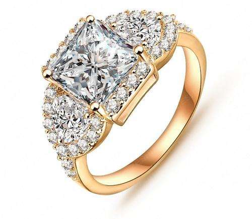 18K Gold Plated Micro Inlay Zircon Angel Wings Ring - Size 7