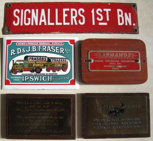 SELECTION OF ENAMEL & BRASS SIGNS.