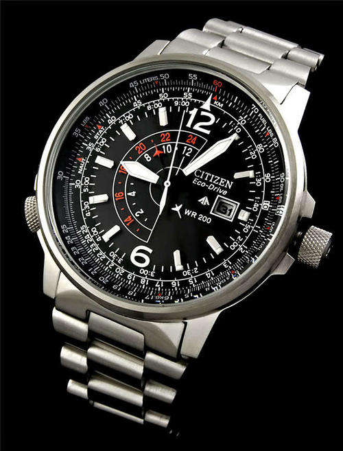 ***R6499.95***CITIZEN NIGHTHAWK GMT DUALTIME ECODR FLIGHTMASTER 660FT/200M WR WATCH
