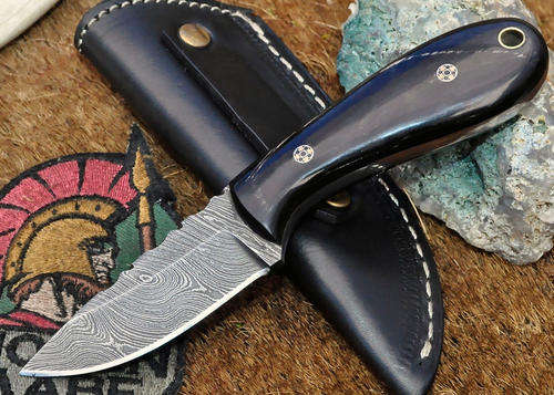 CFK USA Custom Handmade Raindrop Damascus Buffalo Horn Hunter Skinning EDC Knife