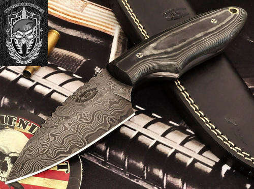 CFK USA Custom Handmade Damascus Camo Micarta Combat Hunter Sport Camp Knife